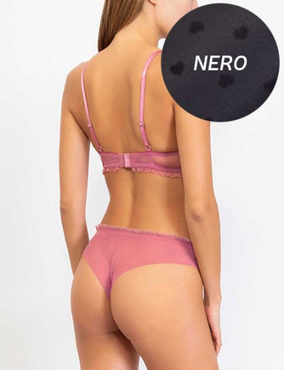 Комплект Sielei HEART GLOSS 7414+7417 пуш-ап бразилиана nero, Цвет: nero (черный), Размеры: 75B, изображение 2