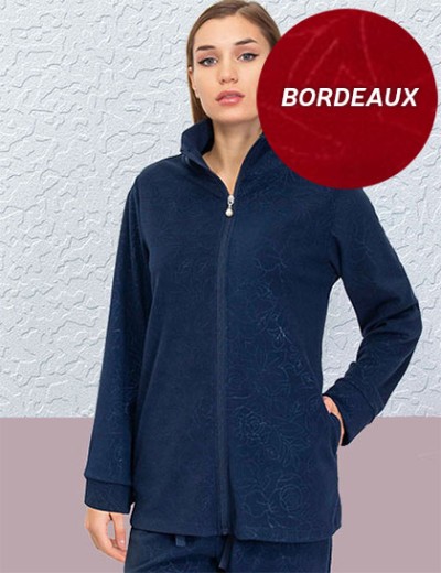 Флисовая пижама женская Sielei ROSES ON PILE RO14 bordeaux, Цвет: bordeaux (бордо), Размеры: S, изображение 2