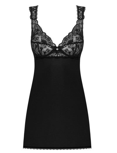 Черная сорочка + трусики Obsessive DONNA DREAM BABYDOLL, Цвет: черный, Размеры: XS/S, изображение 4