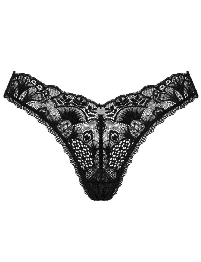 Кружевные трусики стринги Obsessive DONNA DREAM THONG, Цвет: черный, Размеры: M/L, изображение 4