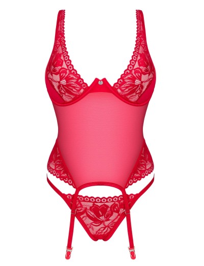 Сексуальный корсет + стринги Obsessive LACELOVE GORSET, Цвет: красный, Размеры: M/L, изображение 4