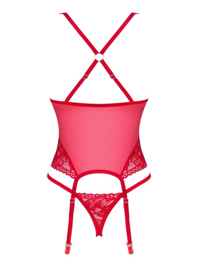 Сексуальный корсет + стринги Obsessive LACELOVE GORSET, Цвет: красный, Размеры: M/L, изображение 5