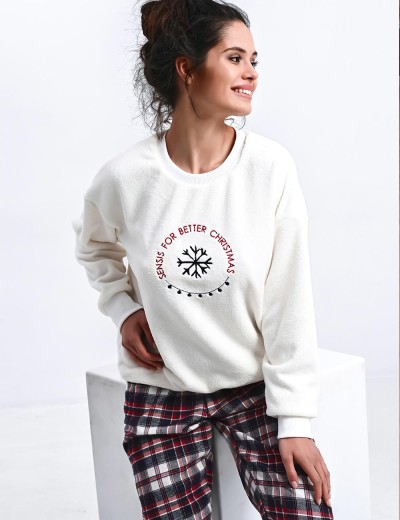 Теплая пижама с фланелевыми брюками Sensis BETTER, Цвет: белый, Размеры: S, изображение 2