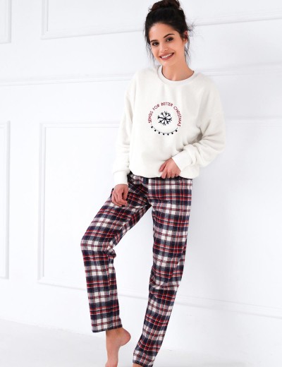 Теплая пижама с фланелевыми брюками Sensis BETTER, Цвет: белый, Размеры: S, изображение 3