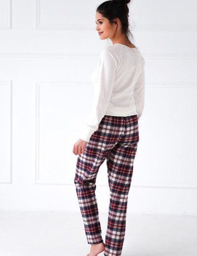 Хлопковая пижама с фланелевыми брюками Sensis MOLLIE, Цвет: белый, Размеры: M, изображение 4