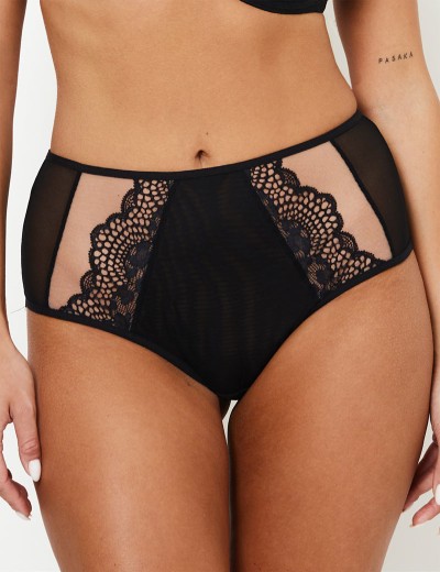 Высокие трусы женские Subtille LEONA high-waist, Цвет: черный+телесный, Размеры: L, изображение 3