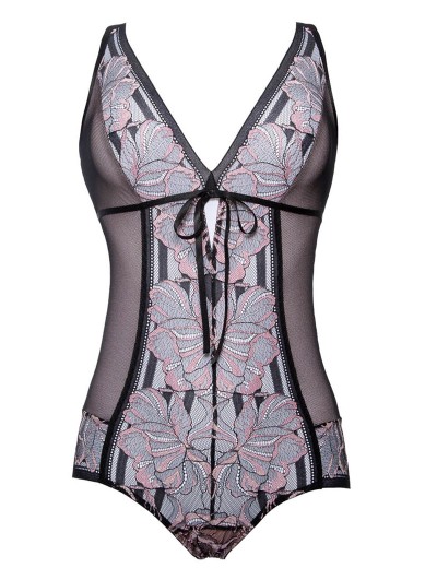 Кружевное боди Alles GLOSSY IRIS BODY, Цвет: черный, Размеры: 2XL, изображение 5