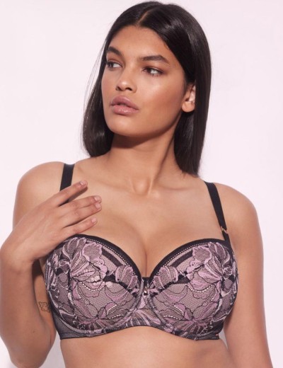 Бюстгальтер балконет Alles GLOSSY IRIS U/W black/pink, Цвет: черный, Размеры: 80E, изображение 3