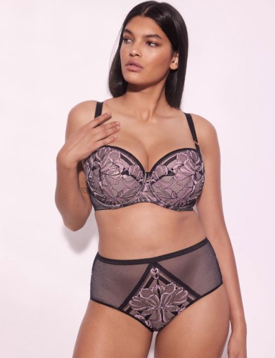 Бюстгальтер балконет Alles GLOSSY IRIS U/W black/pink, Цвет: черный, Размеры: 80E, изображение 5