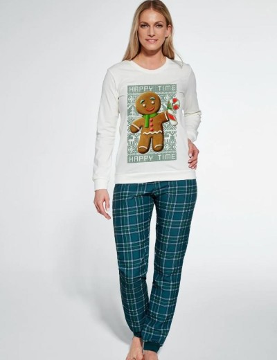 Женская пижама хлопковая Cornette 671 COOKIE, Цвет: экрю/зеленый, Размеры: S, изображение 2