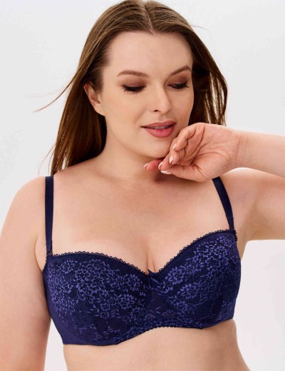 Бюстгальтер балконет анжелика Lina A 6035 темно-синий, Цвет: темно-синий, Размеры: 80F, изображение 3