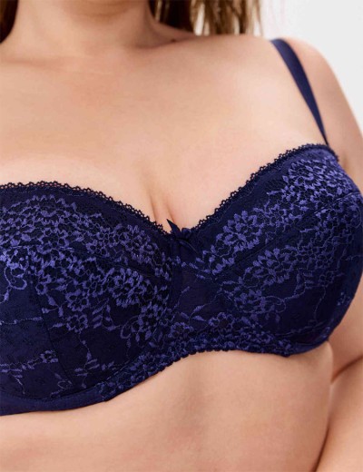 Бюстгальтер балконет анжелика Lina A 6035 темно-синий, Цвет: темно-синий, Размеры: 80F, изображение 4