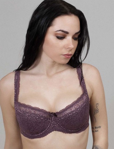 Кружевной бюстгальтер на поролоне Lina A 6086 крокус, Цвет: крокус, Размеры: 75F, изображение 7