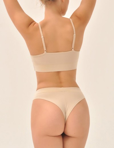 Хлопковые трусы бразилиана MY DS101 крем, Цвет: телесный, Размеры: S, изображение 2