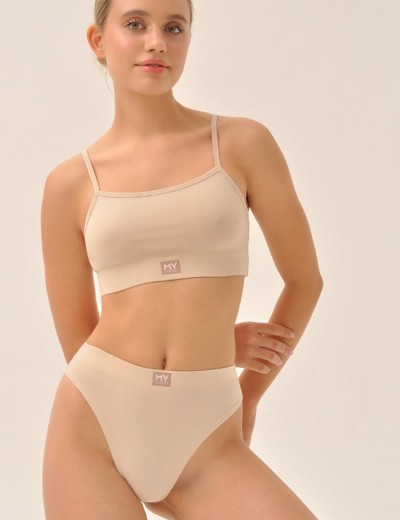 Хлопковые трусы бразилиана MY DS101 крем, Цвет: телесный, Размеры: S, изображение 3