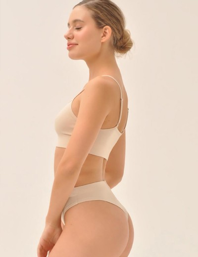 Хлопковые трусы бразилиана MY DS101 крем, Цвет: телесный, Размеры: S, изображение 4