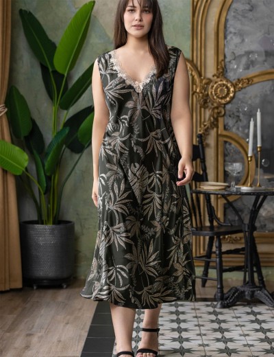 Длинная шелковая сорочка Mia-Amore ALYSSON 4038, Цвет: черный, Размеры: 3XL, изображение 3