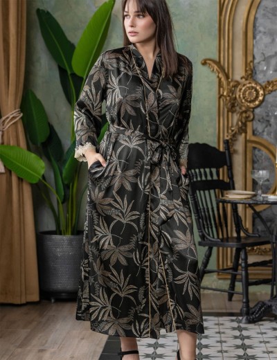 Длинный халат из шелка Mia-Amore ALYSSON 4039, Цвет: черный, Размеры: L/XL, изображение 3