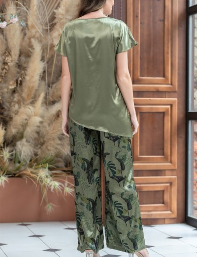 Шелковый брючный костюм Mia-Amore TEANA 4006, Цвет: оливковый, Размеры: XL, изображение 2