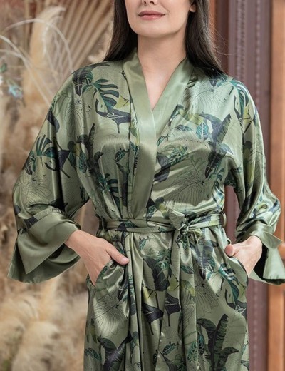 Длинный халат-кимоно Mia-Amore TEANA 4009, Цвет: оливковый, Размеры: 2XL/3XL, изображение 3