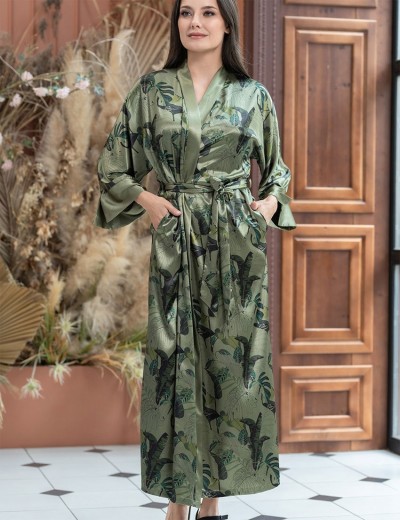 Длинный халат-кимоно Mia-Amore TEANA 4009, Цвет: оливковый, Размеры: 2XL/3XL, изображение 4