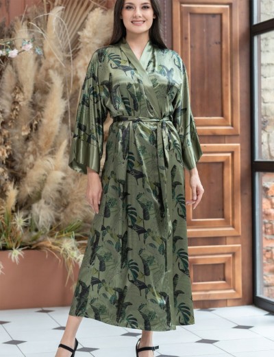 Длинный халат-кимоно Mia-Amore TEANA 4009, Цвет: оливковый, Размеры: 2XL/3XL, изображение 5