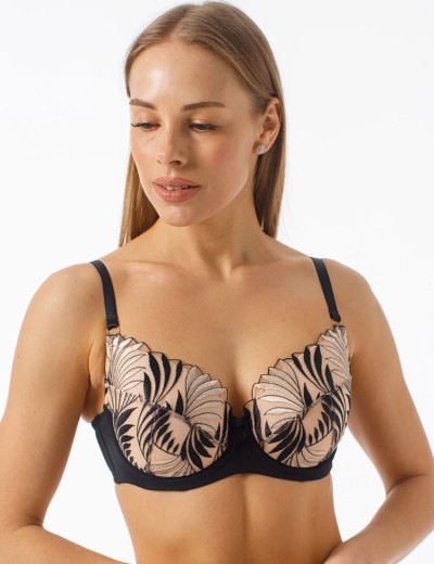 Бюстгальтер на поролоне Coquette Revue SAUVAGE 89128-18, Цвет: телесный с черным, Размеры: 90C, изображение 3