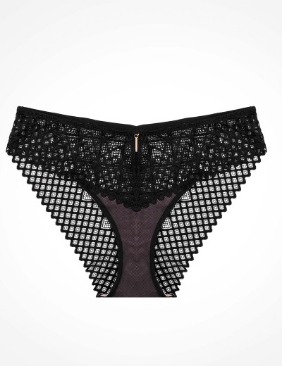 Кружевные трусики бразилиана Esotiq INNOCENT 40904 черный, Цвет: черный+серый, Размеры: S, изображение 5