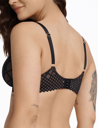Мягкий кружевной бюстгальтер Esotiq INNOCENT 41184 черный, Цвет: черный+серый, Размеры: 70E, изображение 2