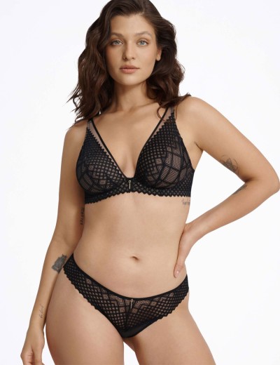 Мягкий кружевной бюстгальтер Esotiq INNOCENT 41184 черный, Цвет: черный+серый, Размеры: 70E, изображение 5