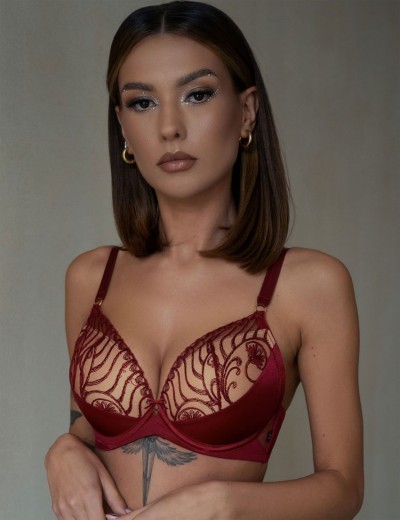 Формованный бюстгальтер пуш-ап Kris Line RUBIN brassiere s-class, Цвет: гранат, Размеры: 60E, изображение 3