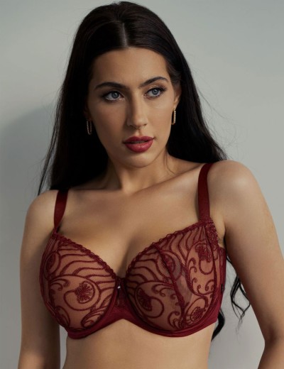 Мягкий бюстгальтер балконет Kris Line RUBIN half cup soft, Цвет: гранат, Размеры: 60GG, изображение 2