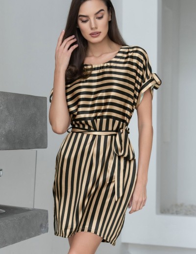 Атласная туника в полоску Mia-Mella DOLORES 7365, Цвет: золотой+черный, Размеры: L/XL, изображение 5