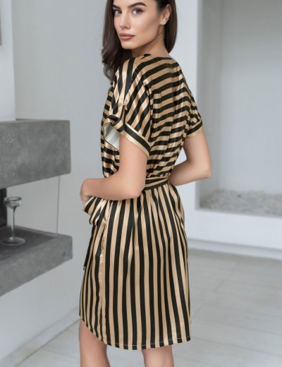 Атласная туника в полоску Mia-Mella DOLORES 7365, Цвет: золотой+черный, Размеры: L/XL, изображение 2