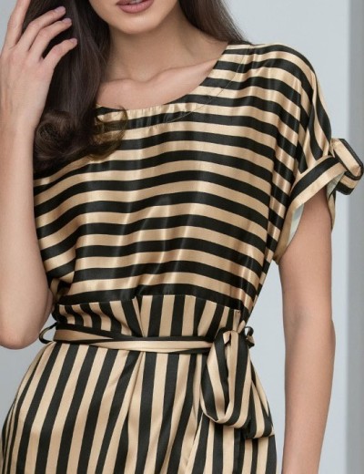 Атласная туника в полоску Mia-Mella DOLORES 7365, Цвет: золотой+черный, Размеры: L/XL, изображение 4