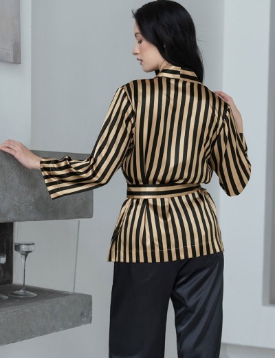 Атласный костюм тройка Mia-Mella DOLORES 7366, Цвет: золотой+черный, Размеры: 3XL, изображение 4