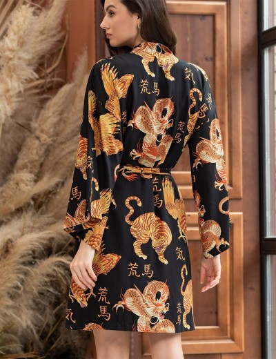 Халат-кимоно из вискозы Mia-Amore DRAGON 5083, Цвет: черный, Размеры: L/XL, изображение 2
