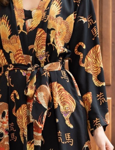 Халат-кимоно из вискозы Mia-Amore DRAGON 5083, Цвет: черный, Размеры: L/XL, изображение 4