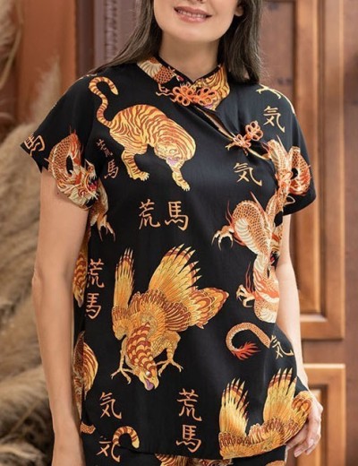 Домашний комплект для женщин Mia-Amore DRAGON 5085, Цвет: черный, Размеры: S, изображение 5