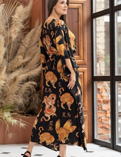 Платье туника для дома Mia-Amore DRAGON 5088, Цвет: черный, Размеры: 2XL/3XL, изображение 2