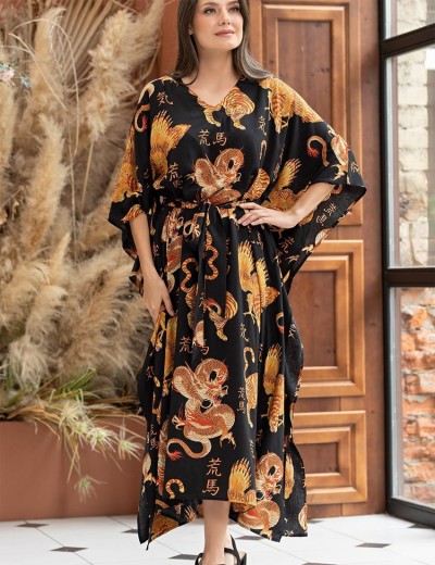 Платье туника для дома Mia-Amore DRAGON 5088, Цвет: черный, Размеры: 2XL/3XL, изображение 3