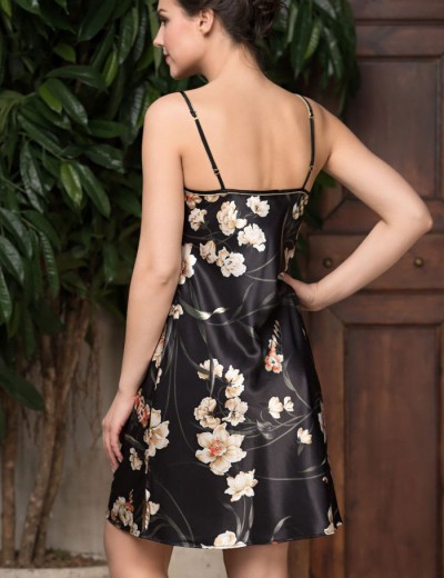 Шелковая ночная сорочка Mia-Amore KAMELIA 3331, Цвет: черный, Размеры: M, изображение 2