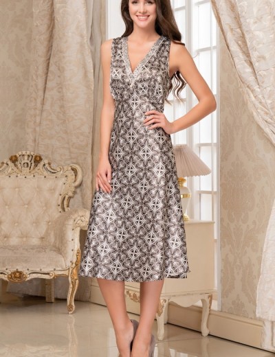 Длинная сорочка с узором Mia-Amore PATRICIA 8418, Цвет: молочный шоколад, Размеры: 2XL, изображение 5