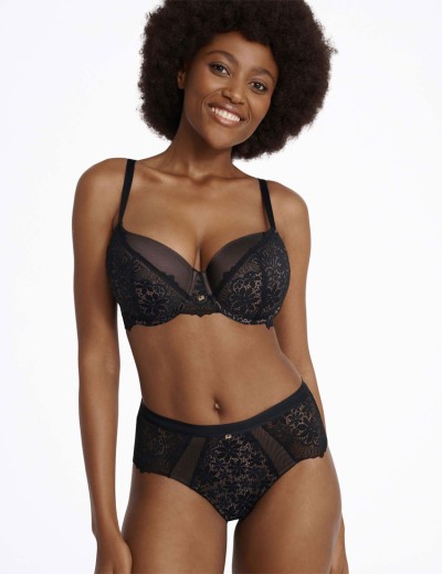 Кружевной поролоновый бюстгальтер Esotiq ILUSION 41031 черный+графит, Цвет: черный+графит, Размеры: 70F, изображение 5