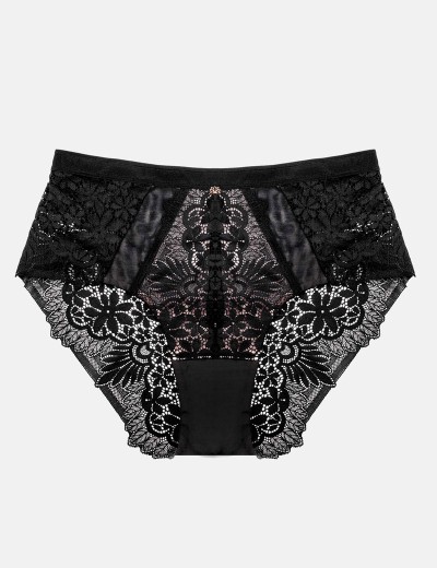 Кружевные высокие трусы Esotiq ILUSION 41091 черный+графит, Цвет: черный+графит, Размеры: S, изображение 5