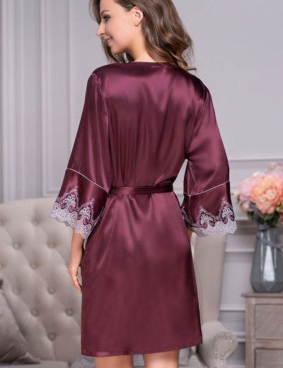 Шелковый халат-кимоно Mia-Amore LAURA 3293 бордовый, Цвет: бордовый, Размеры: S/M, изображение 2