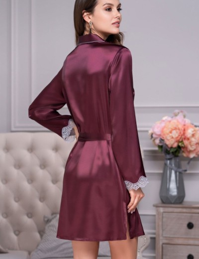 Шелковый халат-рубашка Mia-Amore LAURA 3297 бордовый, Цвет: бордовый, Размеры: XL, изображение 2