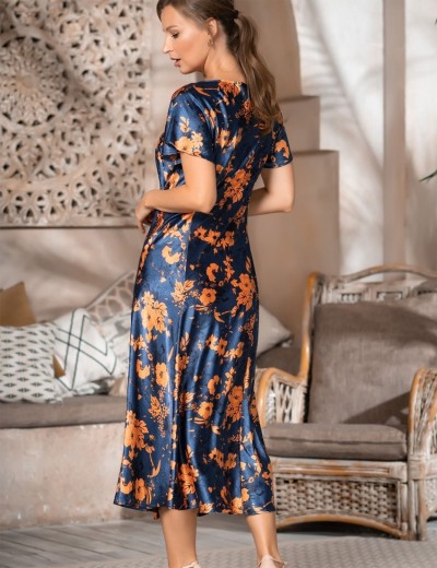 Длинная сорочка из шелка Mia-Amore QIARA 3828, Цвет: синий, Размеры: 3XL, изображение 3