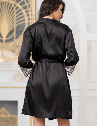 Шёлковый халат Mia-Amore REGINA 3903 черный, Цвет: черный, Размеры: L/XL, изображение 2