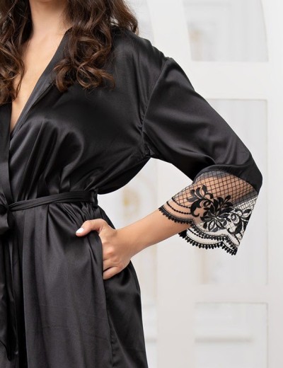 Шёлковый халат Mia-Amore REGINA 3903 черный, Цвет: черный, Размеры: L/XL, изображение 3